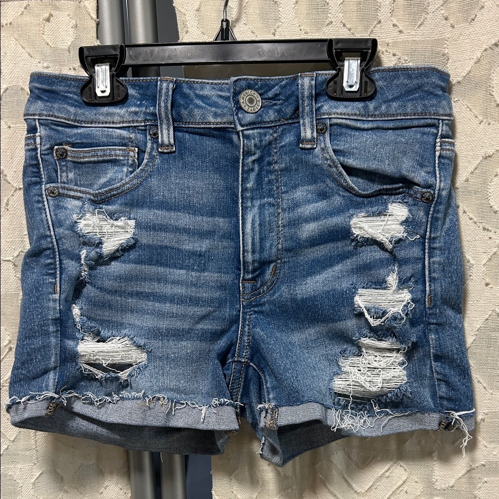 American Eagle Outfitters Blue Distressed Jean Shorts size 6